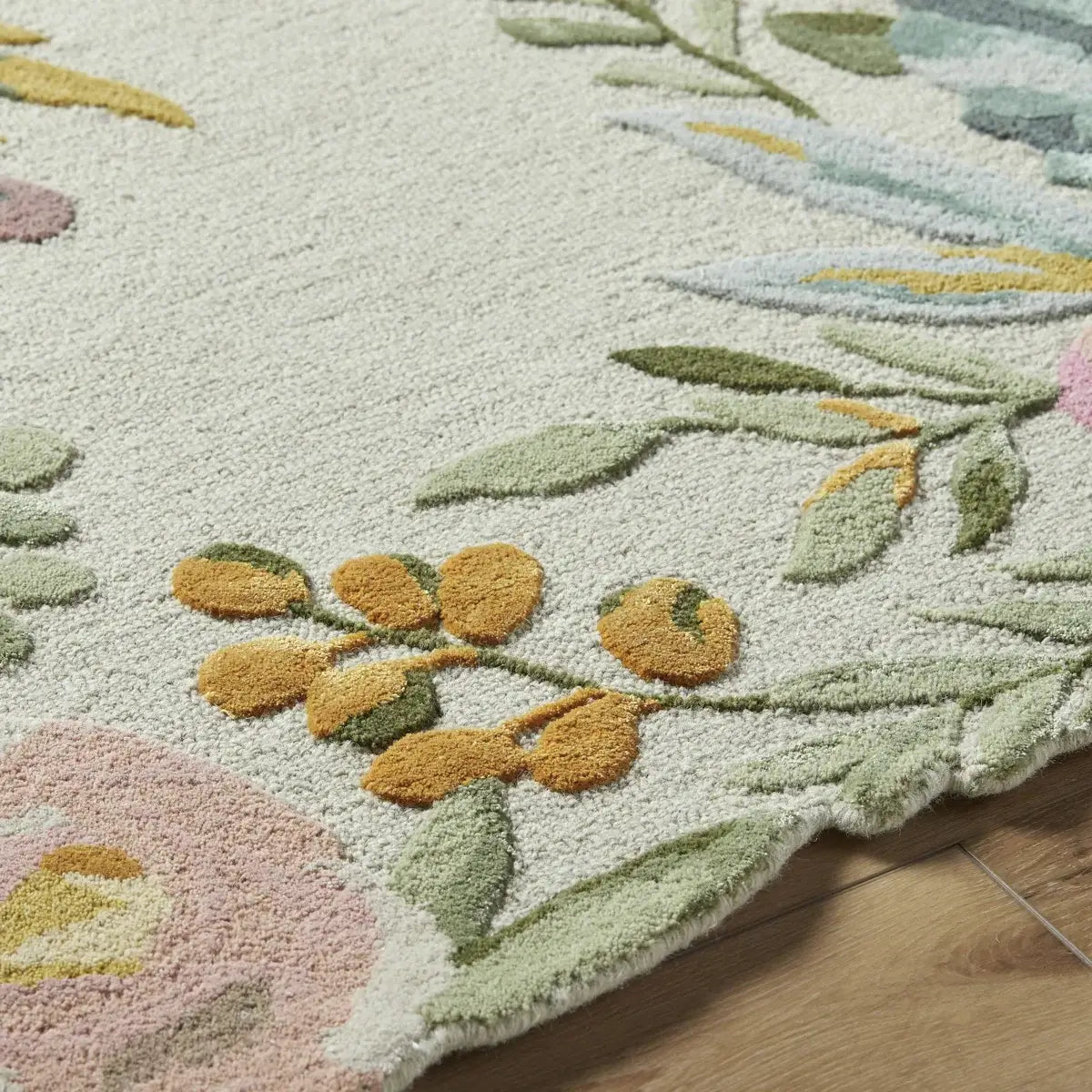 Floral Cream & Pastel Hand-Tufted Rug