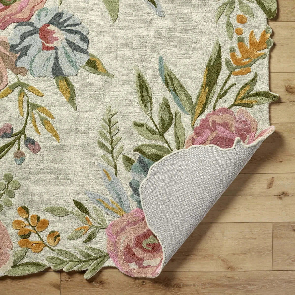 Floral Cream & Pastel Hand-Tufted Rug