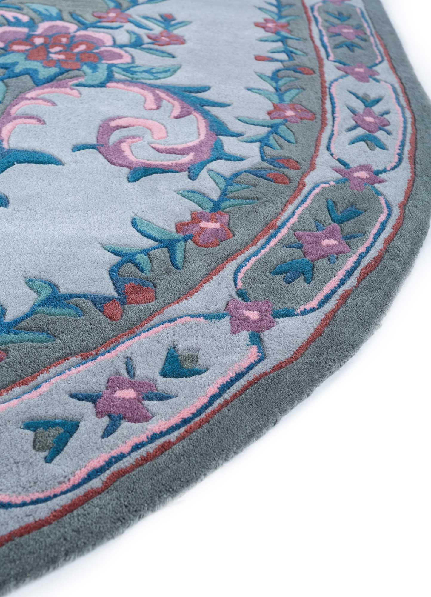 Classic Blue Floral Oval Rug