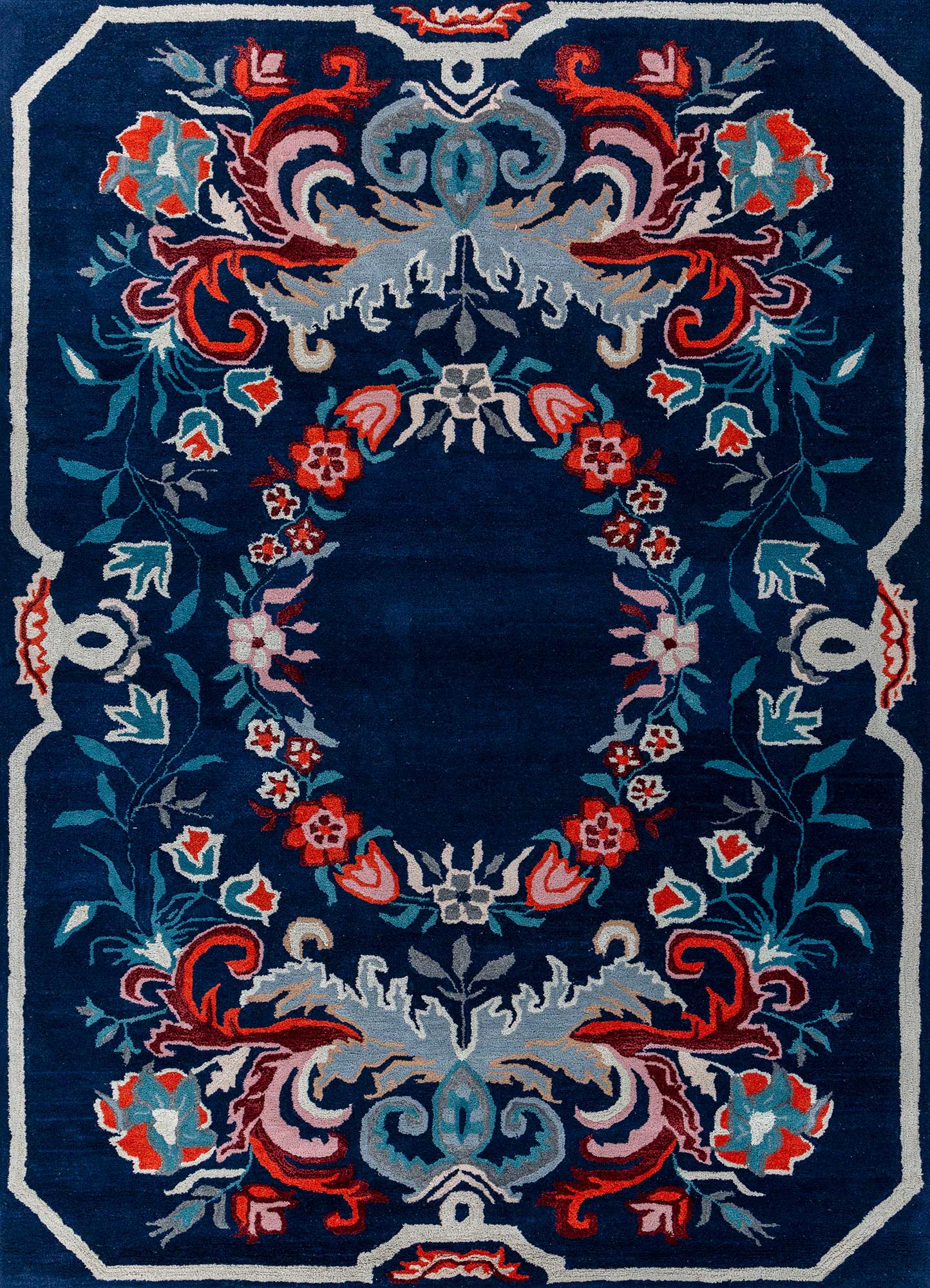Midnight Blue Floral Rug