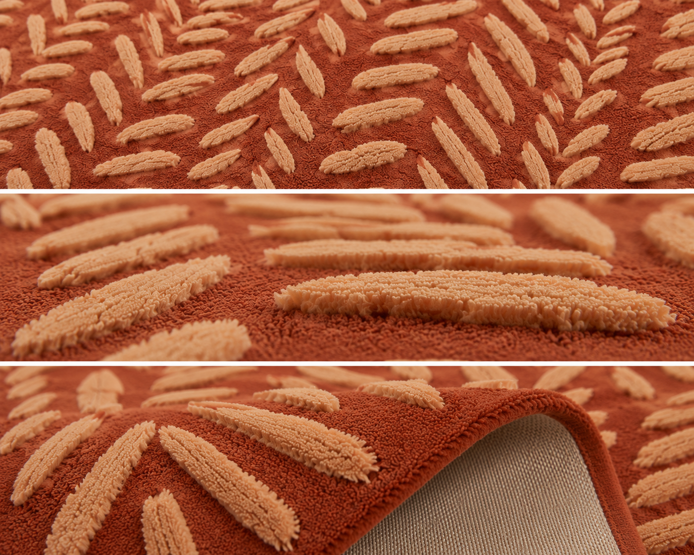Close-up of the Savannah Trail Rug, a hand-tufted floral area rug with rich terracotta and ivory textures.