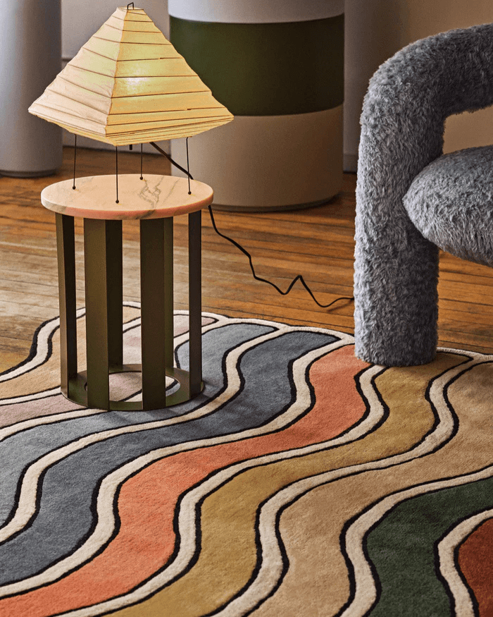 Wavy Rainbow 3-Stripe Rug