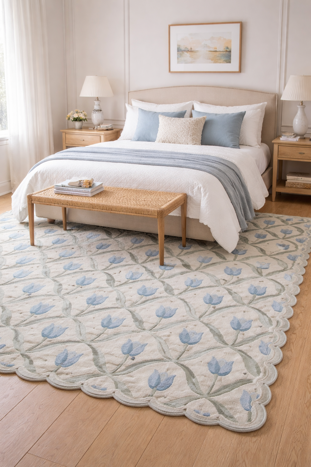Bluebell Garden Scalloped Rug