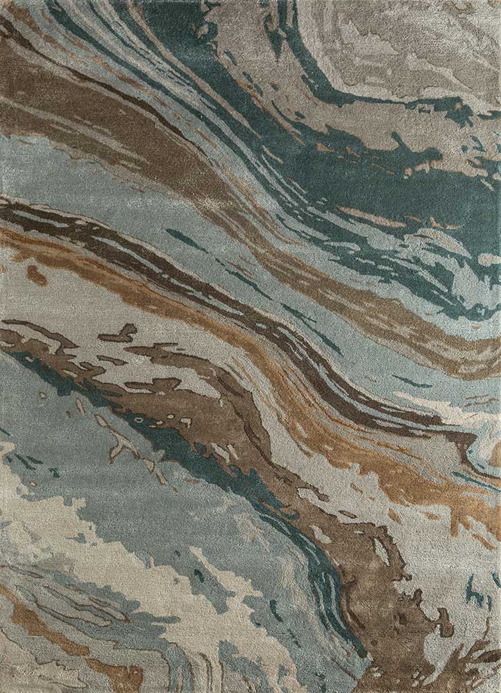 Ashwood & Seaside Blue Abstract Hand-Tufted Rug