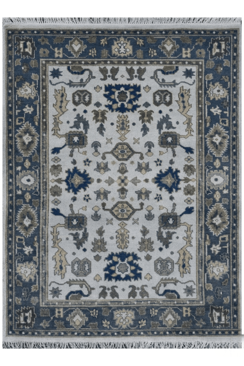 Caspian Heritage artisan hand-knotted wool rug featuring Persian-inspired motifs and a contemporary color palette.