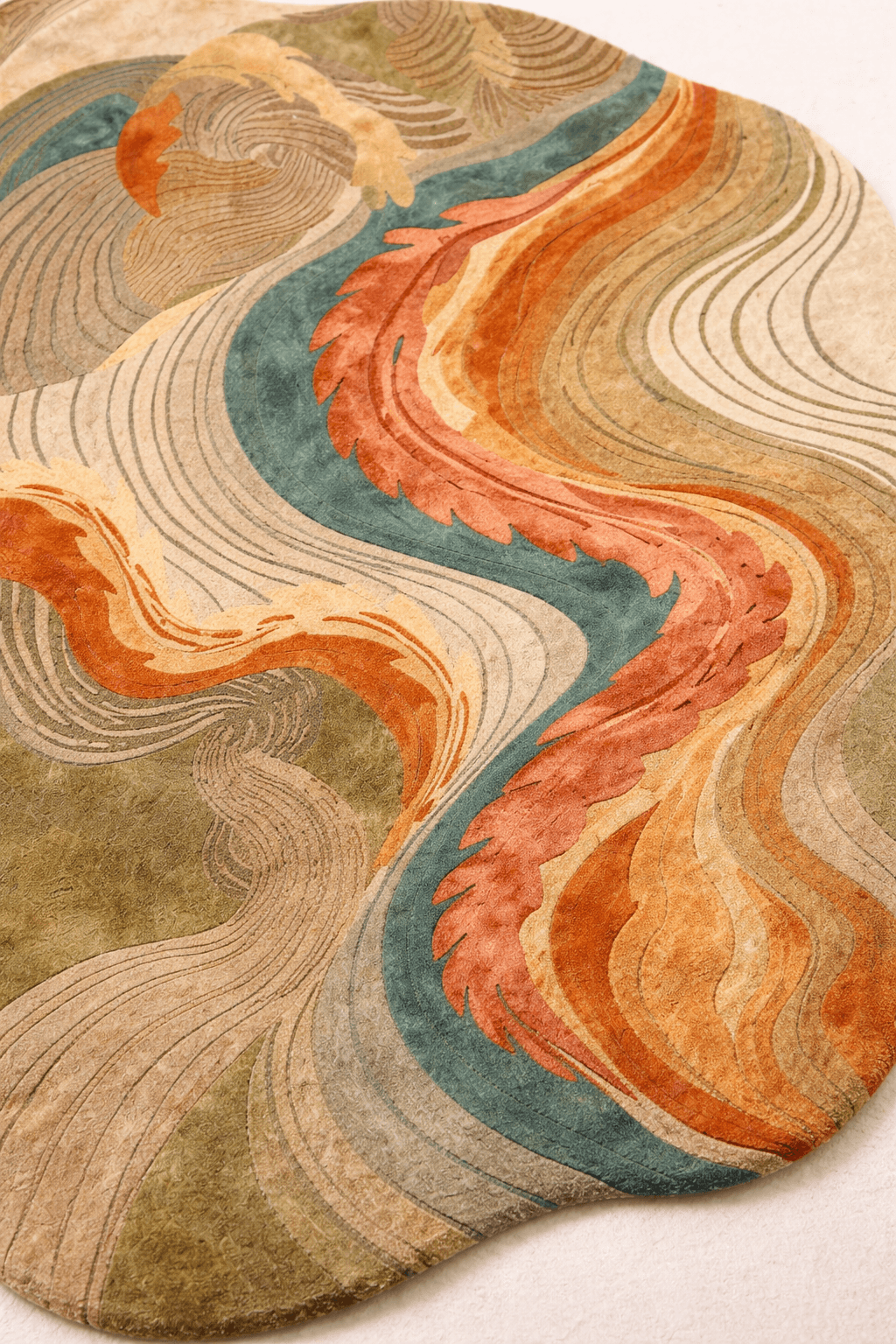 modern contour rug featuring fluid lines and vibrant colors, adding elegance and depth to any space.