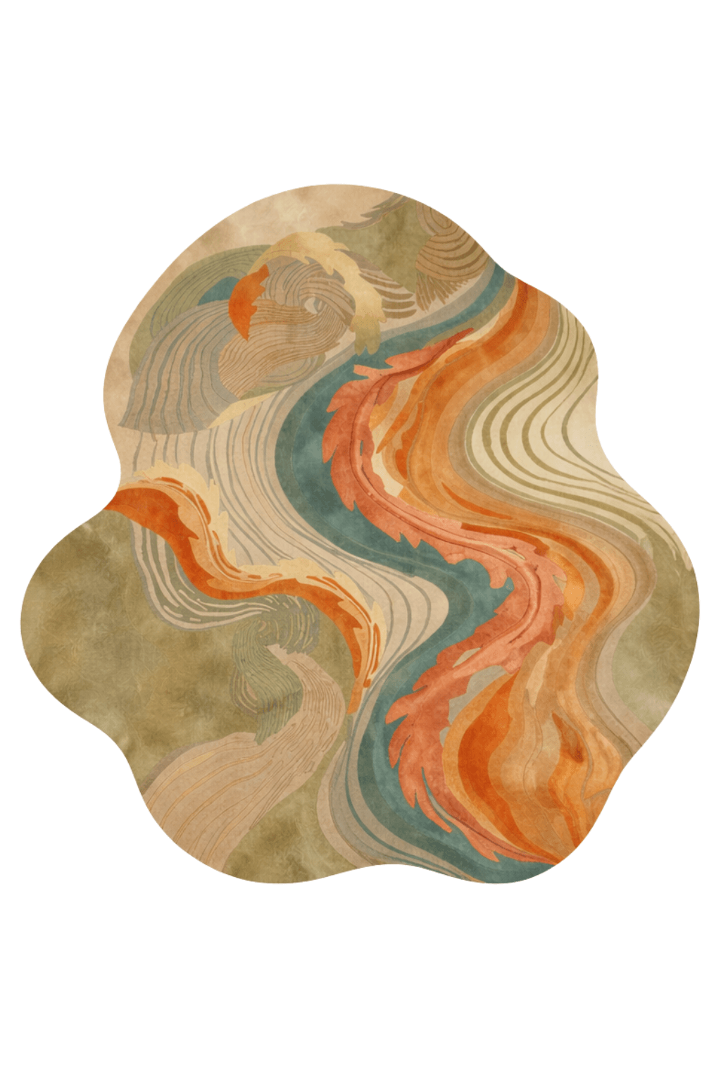 Elaris modern contour rug showcasing fluid lines and organic shapes in earthy tones.