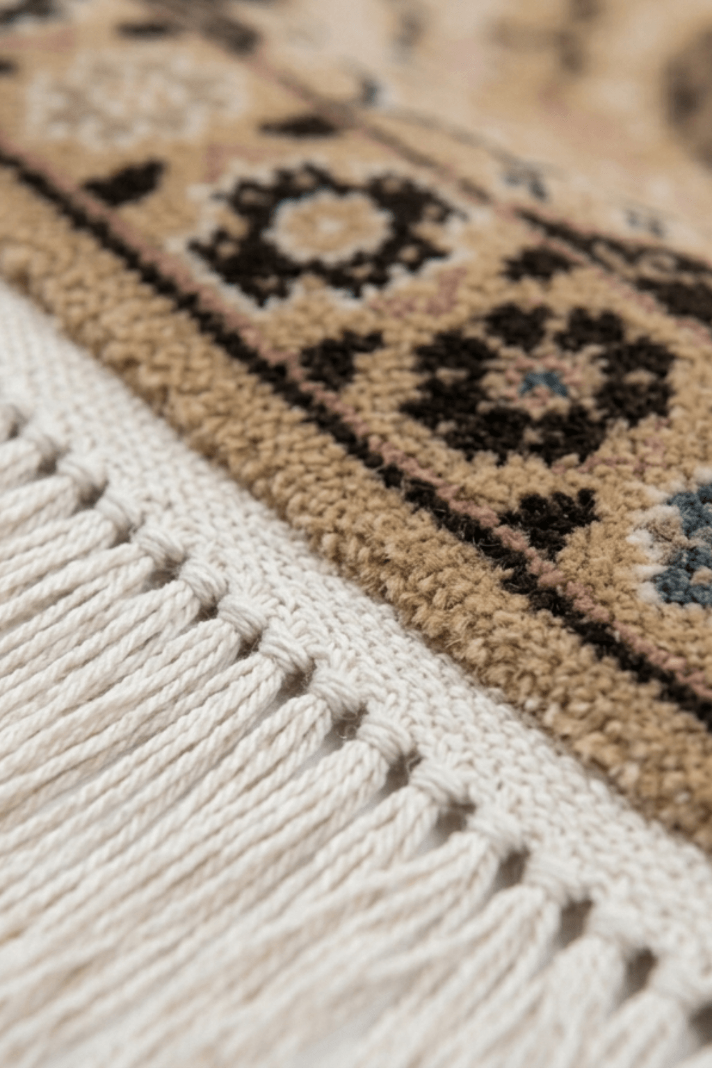 Elegant Medallion Hand-Knotted Wool Area Rug showing intricate floral motifs and soft fringes.