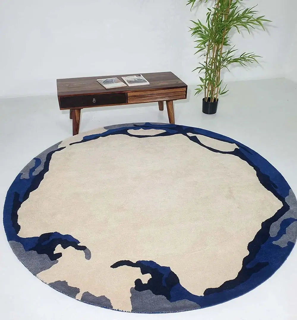 Midnight Shores – Abstract Round Rug