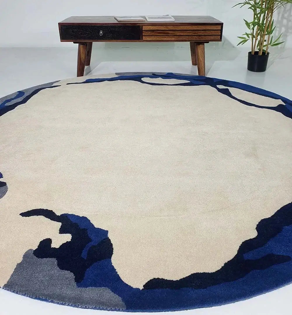 Midnight Shores – Abstract Round Rug