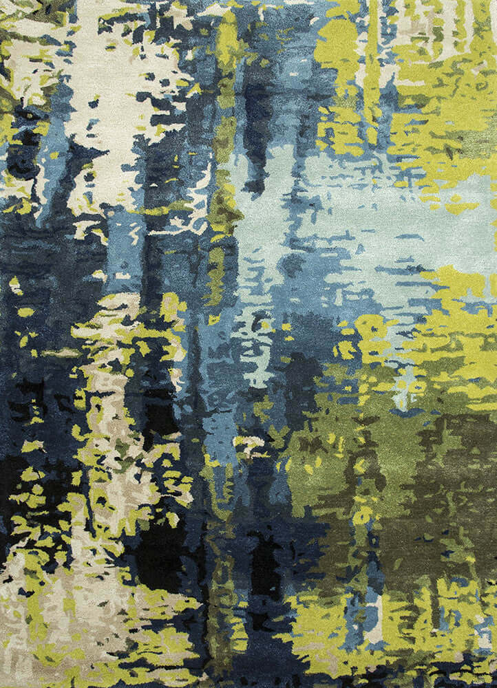 Ensign Blue & Wasabi Abstract Hand-Tufted Rug