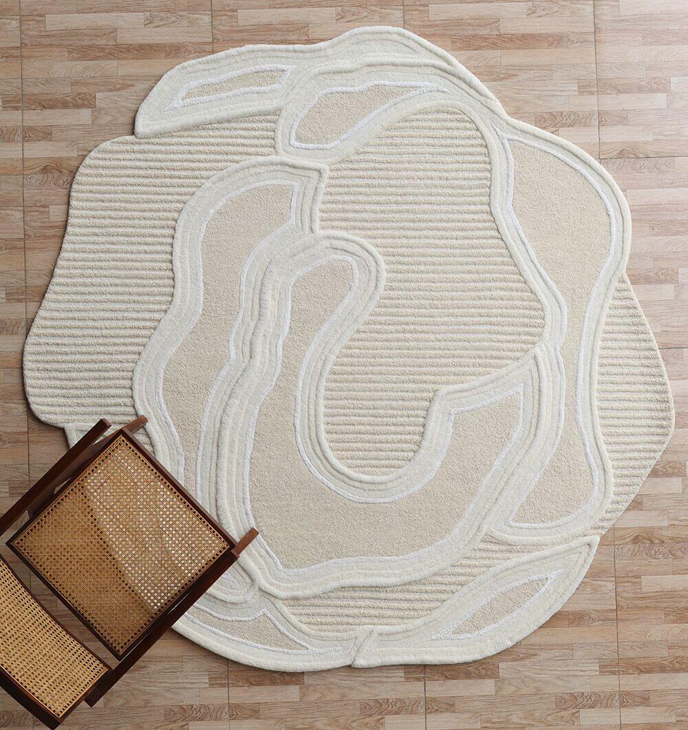 Ivory Drift – Sculpted Wool Rug