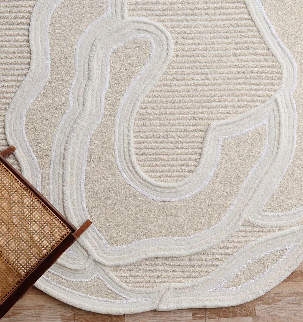 Ivory Drift – Sculpted Wool Rug