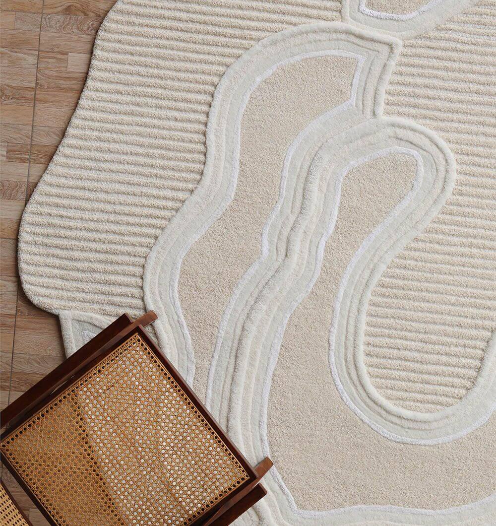 Ivory Drift – Sculpted Wool Rug
