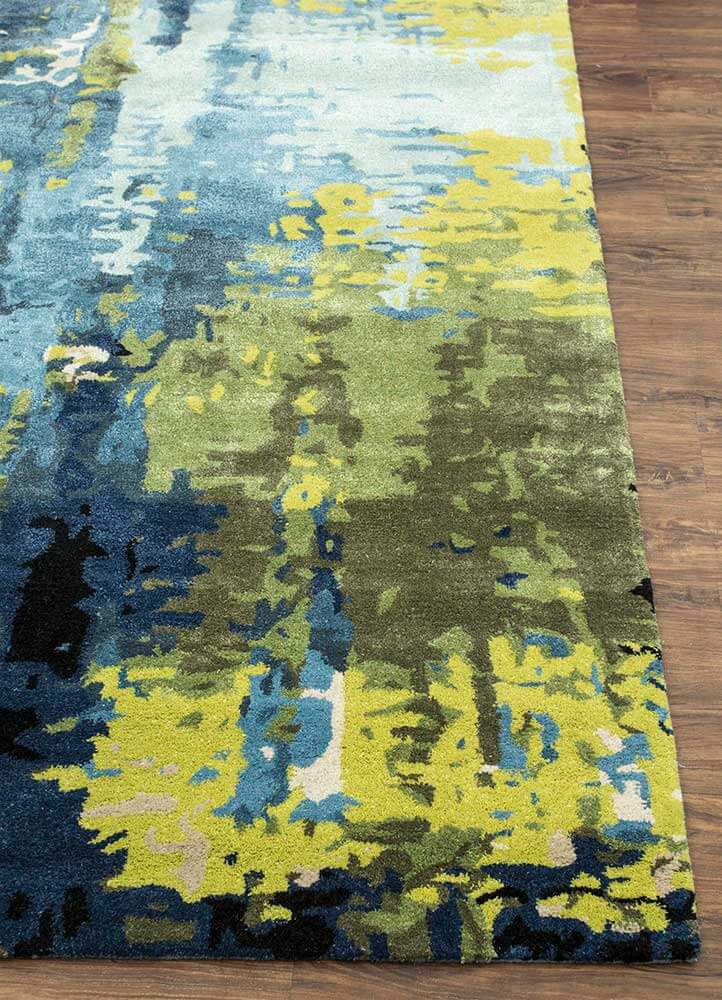 Ensign Blue & Wasabi Abstract Hand-Tufted Rug