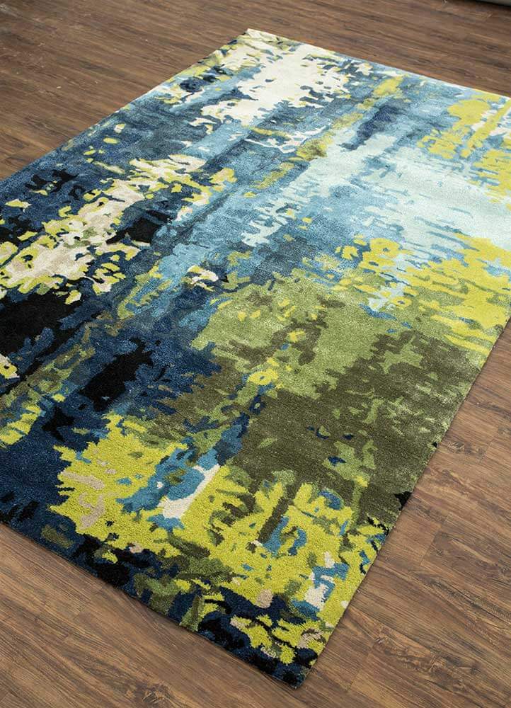 Ensign Blue & Wasabi Abstract Hand-Tufted Rug