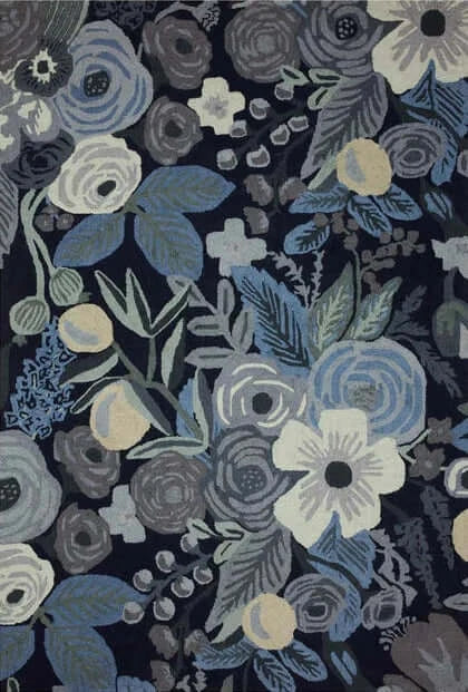 Blue Garden Party Floral Hand Tufted Rug