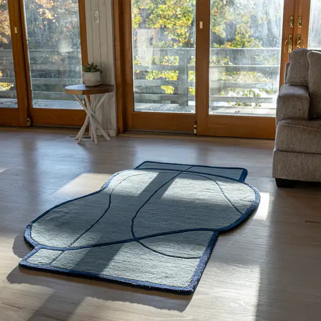 Damia Blue Abstract Wool Rug