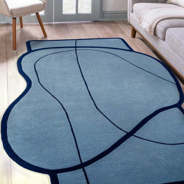 Damia Blue Abstract Wool Rug