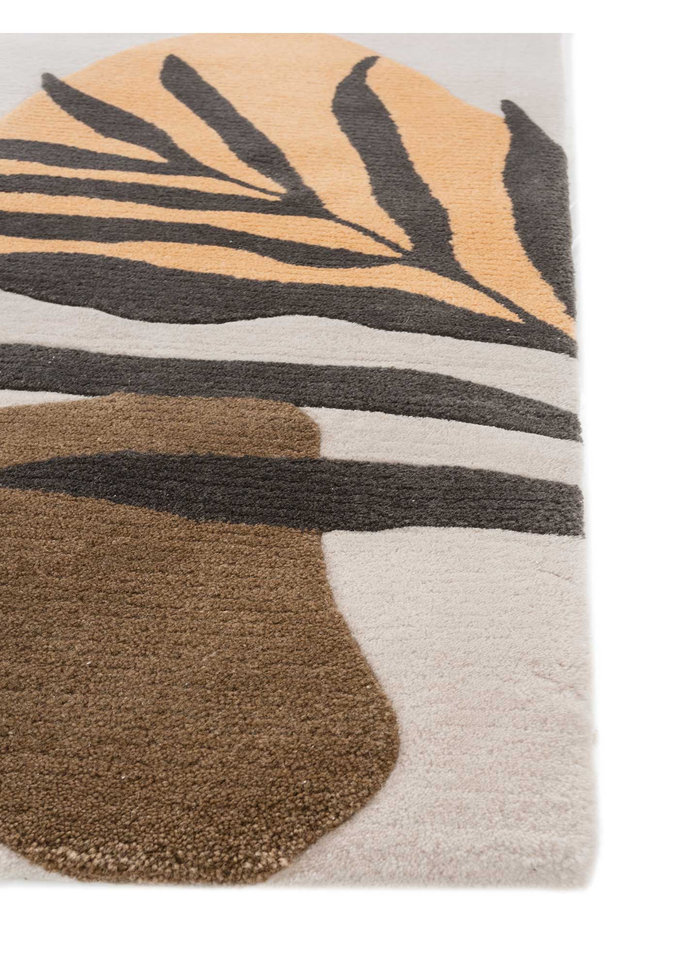 Spice Brown hand tufted rug featuring floral and tropical design in warm colors, crafted from high-quality wool.