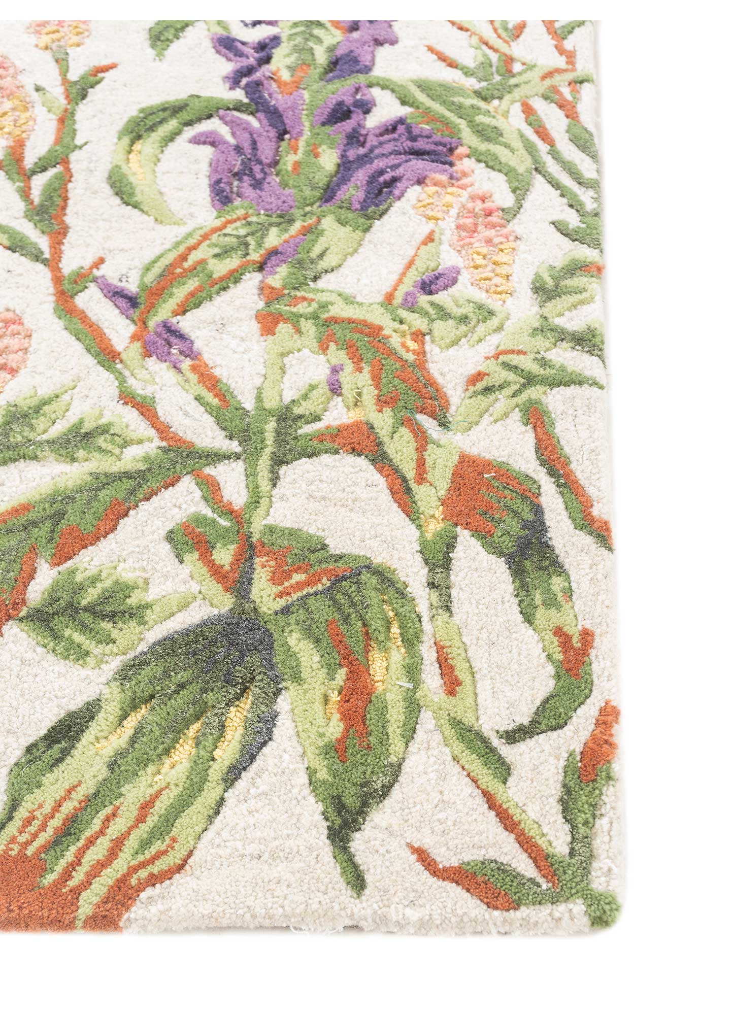 Hand-tufted Treetop rug featuring a colorful floral design with tropical elements, enhancing modern home decor.